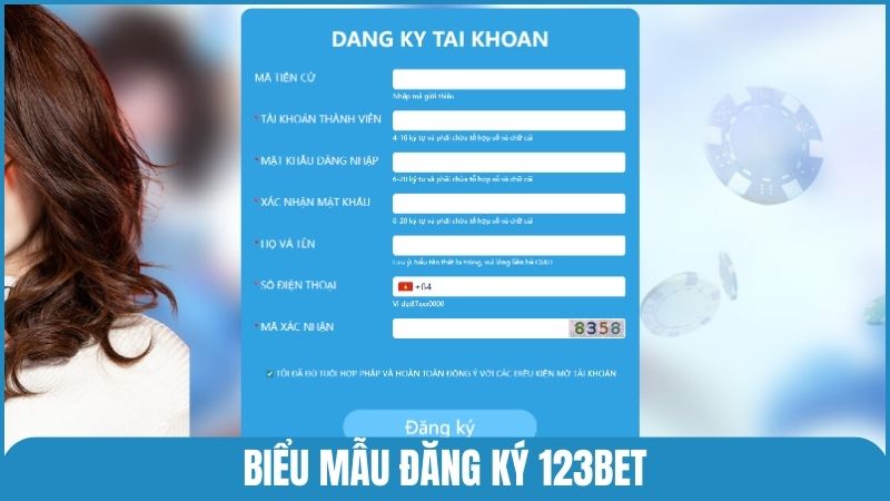 Biểu mẫu đăng ký thành viên cho người chơi mới tham gia vào nhà cái