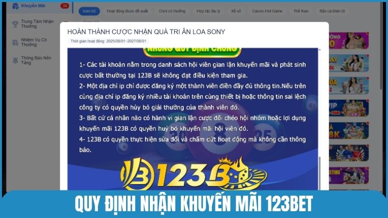 Quy định chung về khuyến mãi 123bet dành cho mọi thành viên tham gia